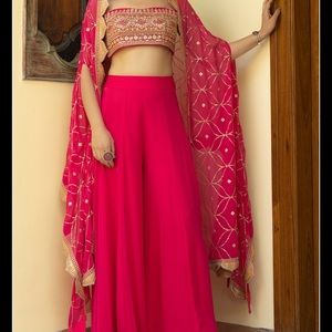 Basanti Pink Embroidered Lehenga Set